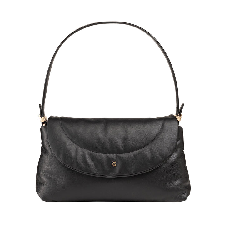 DUDU Sac Femme en Cuir Souple, Sac à Bandoulière Rembourré, Sac à Main Matelassé avec Bandoulière Amovible et Rabat