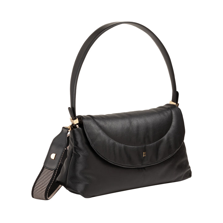 DUDU Sac Femme en Cuir Souple, Sac à Bandoulière Rembourré, Sac à Main Matelassé avec Bandoulière Amovible et Rabat