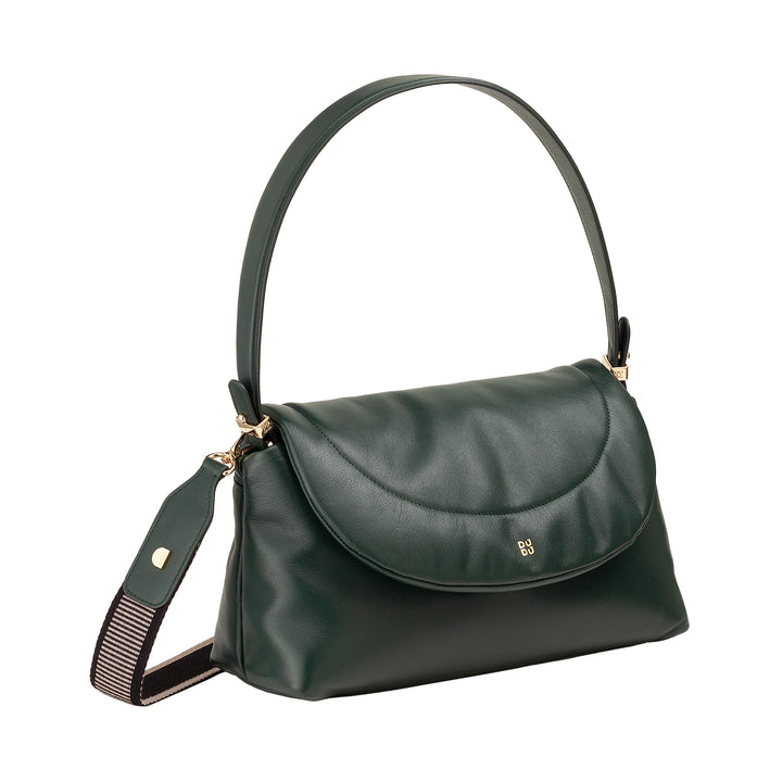 DUDU Sac Femme en Cuir Souple, Sac à Bandoulière Rembourré, Sac à Main Matelassé avec Bandoulière Amovible et Rabat