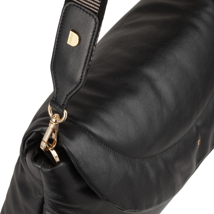 DUDU Sac Femme en Cuir Souple, Sac à Bandoulière Rembourré, Sac à Main Matelassé avec Bandoulière Amovible et Rabat