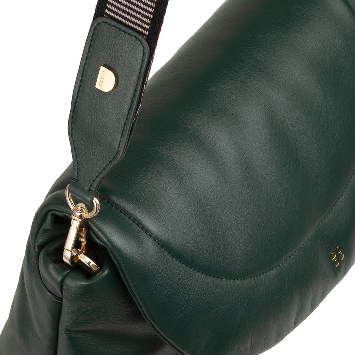 DUDU Sac Femme en Cuir Souple, Sac à Bandoulière Rembourré, Sac à Main Matelassé avec Bandoulière Amovible et Rabat