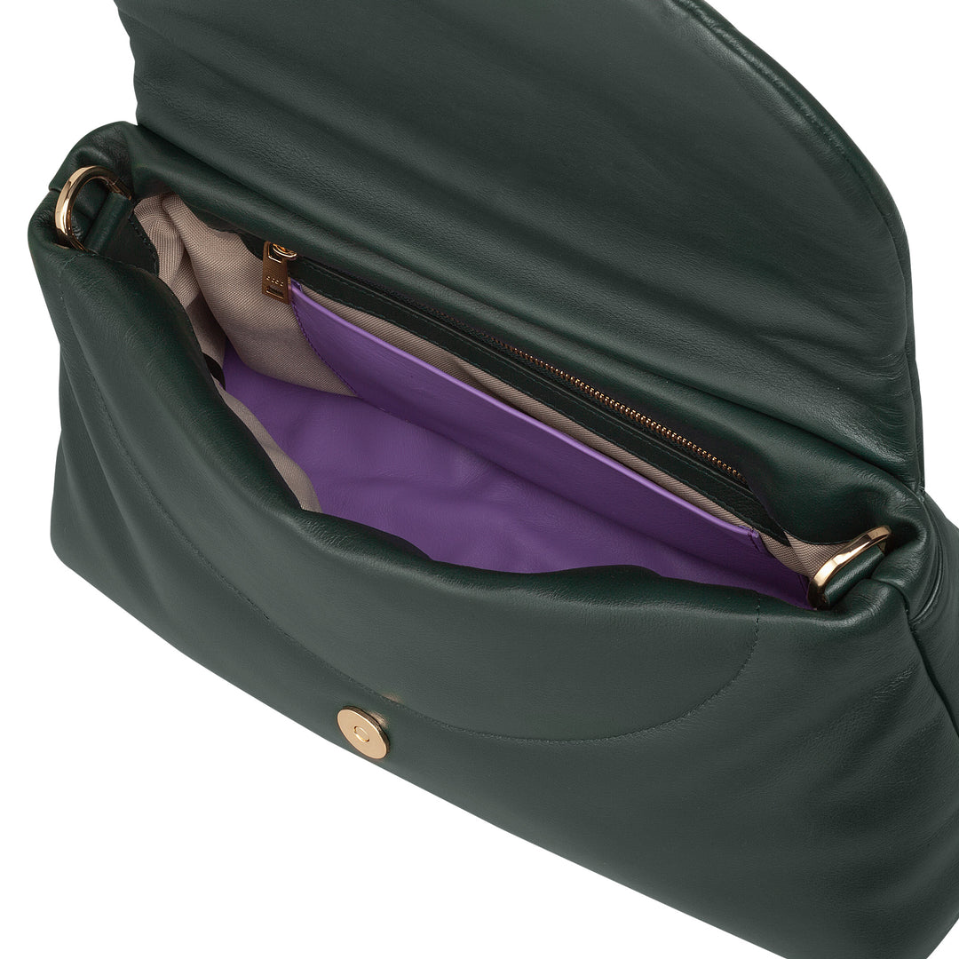 DUDU Sac Femme en Cuir Souple, Sac à Bandoulière Rembourré, Sac à Main Matelassé avec Bandoulière Amovible et Rabat