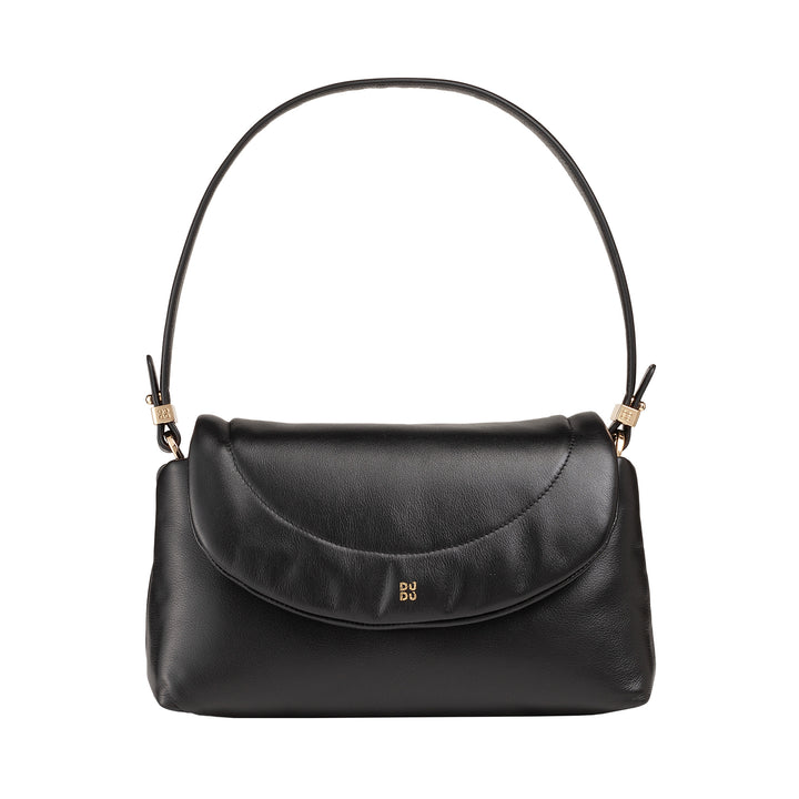 DUDU Petit Sac Femme en Cuir Souple, Sac à Bandoulière Rembourré, Sac à Main Matelassé avec Bandoulière Amovible et Rabat