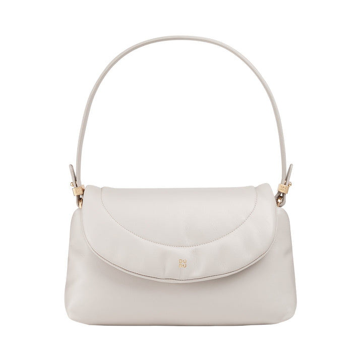 DUDU Petit Sac Femme en Cuir Souple, Sac à Bandoulière Rembourré, Sac à Main Matelassé avec Bandoulière Amovible et Rabat