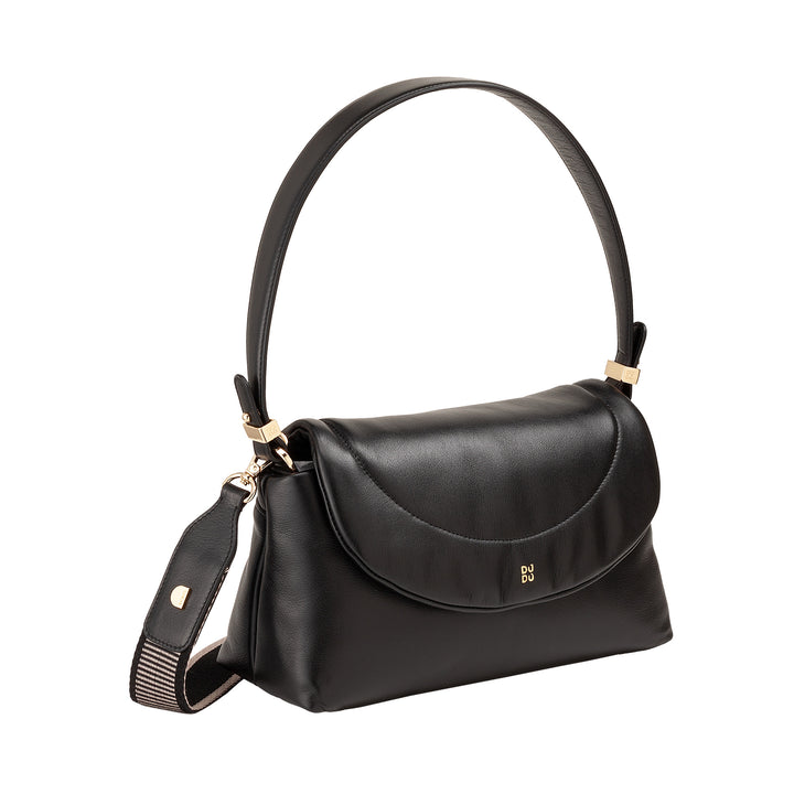 DUDU Petit Sac Femme en Cuir Souple, Sac à Bandoulière Rembourré, Sac à Main Matelassé avec Bandoulière Amovible et Rabat