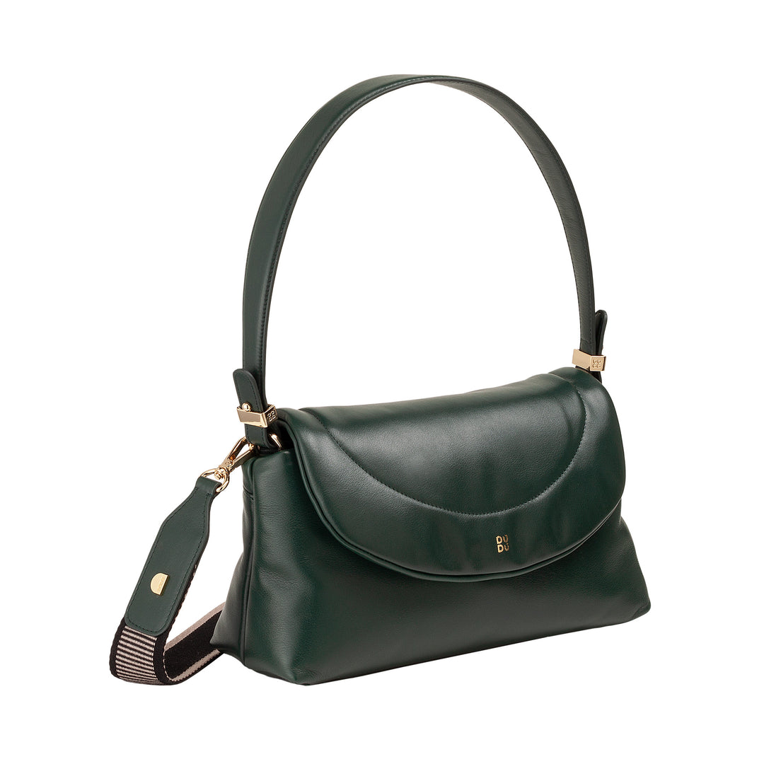 DUDU Petit Sac Femme en Cuir Souple, Sac à Bandoulière Rembourré, Sac à Main Matelassé avec Bandoulière Amovible et Rabat