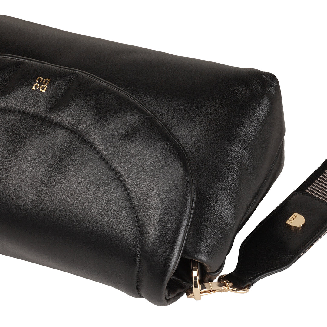 DUDU Petit Sac Femme en Cuir Souple, Sac à Bandoulière Rembourré, Sac à Main Matelassé avec Bandoulière Amovible et Rabat