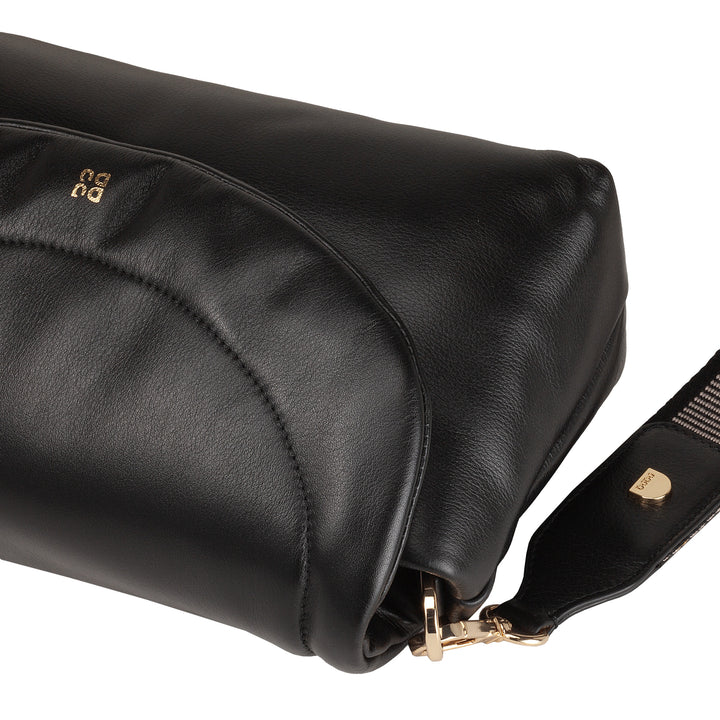 DUDU Petit Sac Femme en Cuir Souple, Sac à Bandoulière Rembourré, Sac à Main Matelassé avec Bandoulière Amovible et Rabat