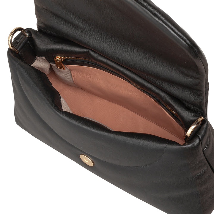 DUDU Petit Sac Femme en Cuir Souple, Sac à Bandoulière Rembourré, Sac à Main Matelassé avec Bandoulière Amovible et Rabat