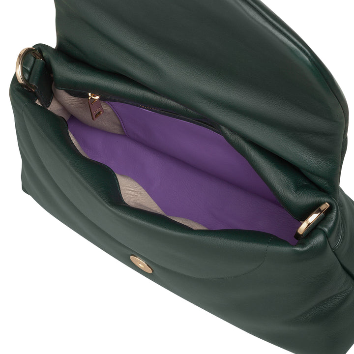 DUDU Petit Sac Femme en Cuir Souple, Sac à Bandoulière Rembourré, Sac à Main Matelassé avec Bandoulière Amovible et Rabat