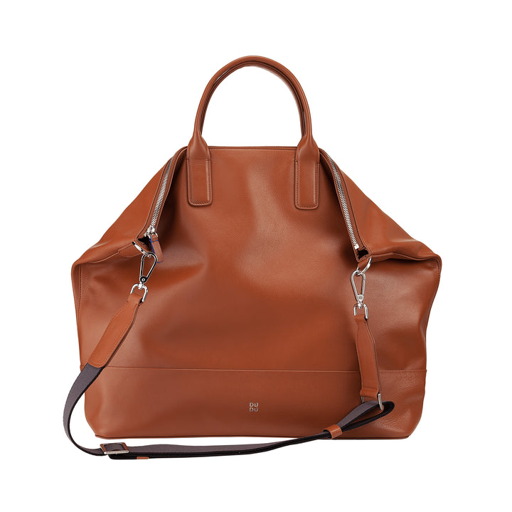 DUDU Grand Sac Femme en Cuir Souple, Grand Sac à Bandoulière avec Bandoulière Amovible, Sac à Main avec Deux Poignées et Fermeture Éclair