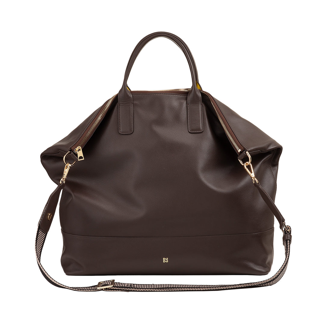 DUDU Grand Sac Femme en Cuir Souple, Grand Sac à Bandoulière avec Bandoulière Amovible, Sac à Main avec Deux Poignées et Fermeture Éclair