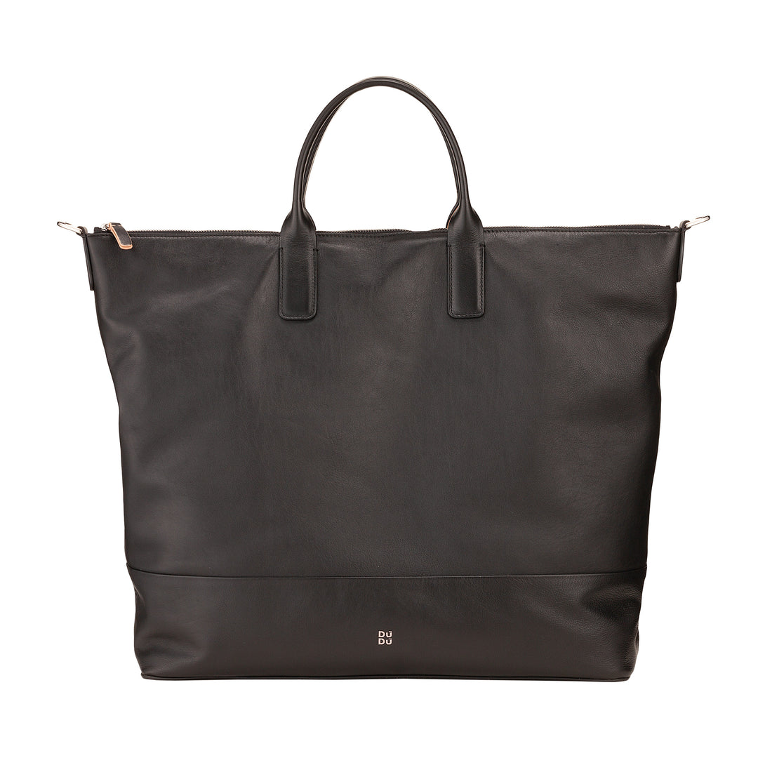 DUDU Grand Sac Femme en Cuir Souple, Grand Sac à Bandoulière avec Bandoulière Amovible, Sac à Main avec Deux Poignées et Fermeture Éclair
