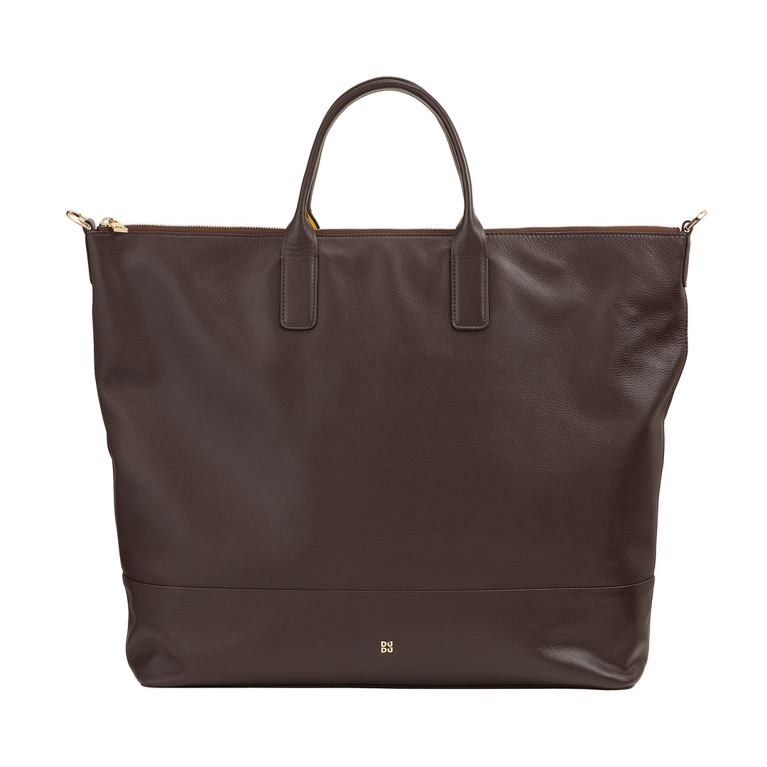 DUDU Grand Sac Femme en Cuir Souple, Grand Sac à Bandoulière avec Bandoulière Amovible, Sac à Main avec Deux Poignées et Fermeture Éclair