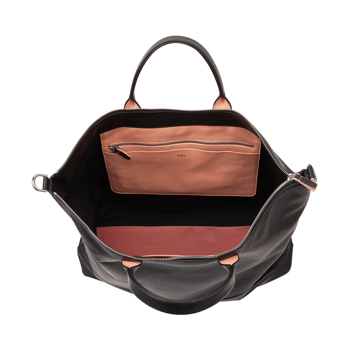 DUDU Grand Sac Femme en Cuir Souple, Grand Sac à Bandoulière avec Bandoulière Amovible, Sac à Main avec Deux Poignées et Fermeture Éclair