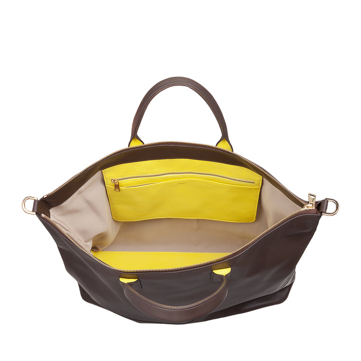 DUDU Grand Sac Femme en Cuir Souple, Grand Sac à Bandoulière avec Bandoulière Amovible, Sac à Main avec Deux Poignées et Fermeture Éclair