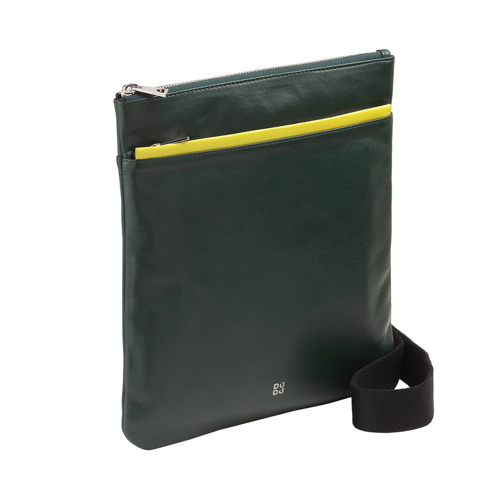 DUDU Bolso de piel para hombre, bolso de hombro con cremallera, correa para el hombro para viajes y ocio, correa ajustable