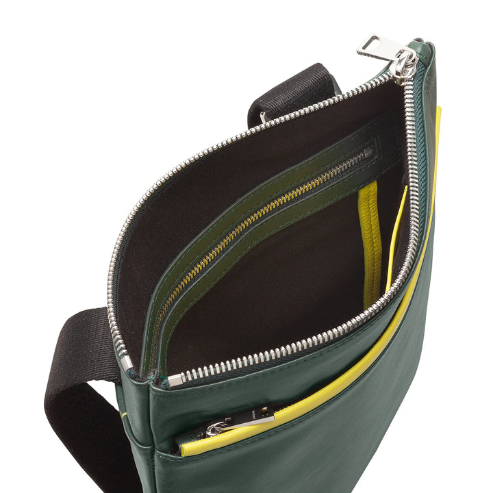 DUDU Bolso de piel para hombre, bolso de hombro con cremallera, correa para el hombro para viajes y ocio, correa ajustable