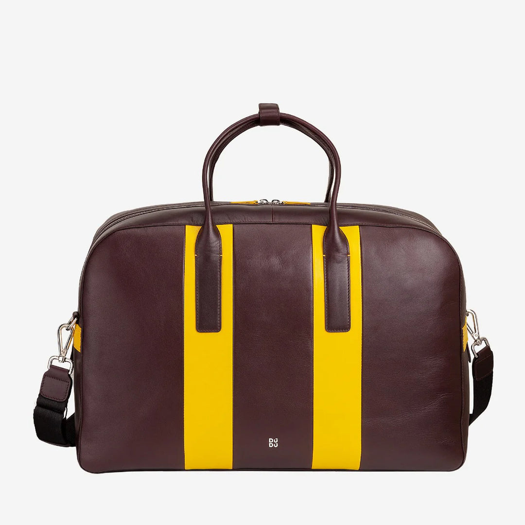 DUDU Sac à bandoulière de voyage en cuir, sac de sport de week-end pour hommes et femmes, grand 32 L, sac de voyage de week-end 49 cm