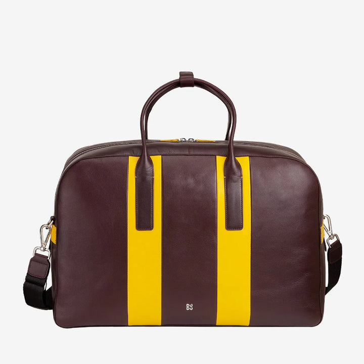 DUDU Sac à bandoulière de voyage en cuir, sac de sport de week-end pour hommes et femmes, grand 32 L, sac de voyage de week-end 49 cm