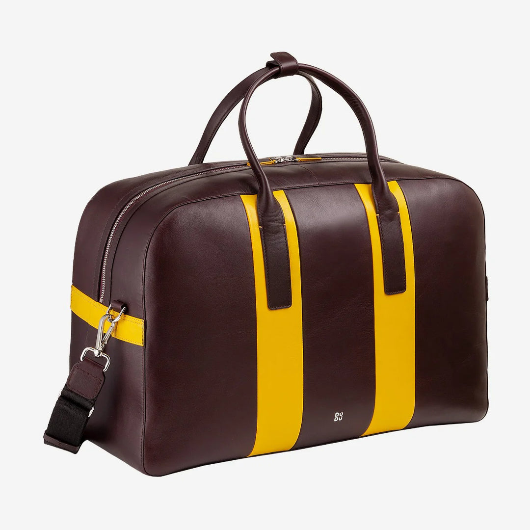 DUDU Sac à bandoulière de voyage en cuir, sac de sport de week-end pour hommes et femmes, grand 32 L, sac de voyage de week-end 49 cm