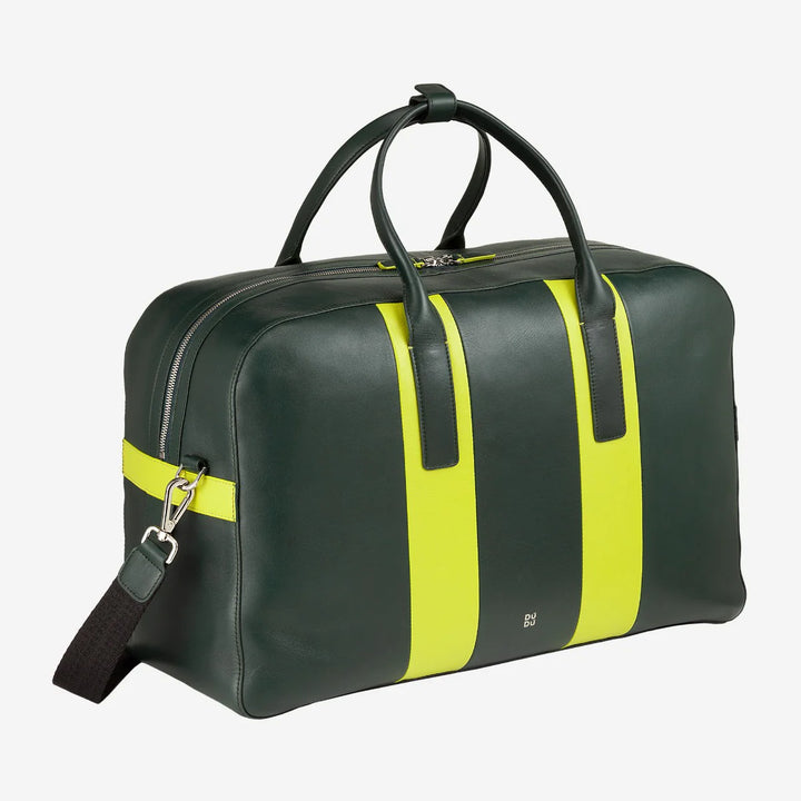 DUDU Sac à bandoulière de voyage en cuir, sac de sport de week-end pour hommes et femmes, grand 32 L, sac de voyage de week-end 49 cm