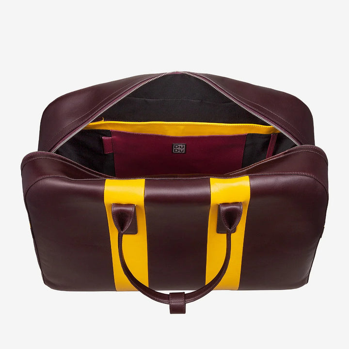 DUDU Sac à bandoulière de voyage en cuir, sac de sport de week-end pour hommes et femmes, grand 32 L, sac de voyage de week-end 49 cm