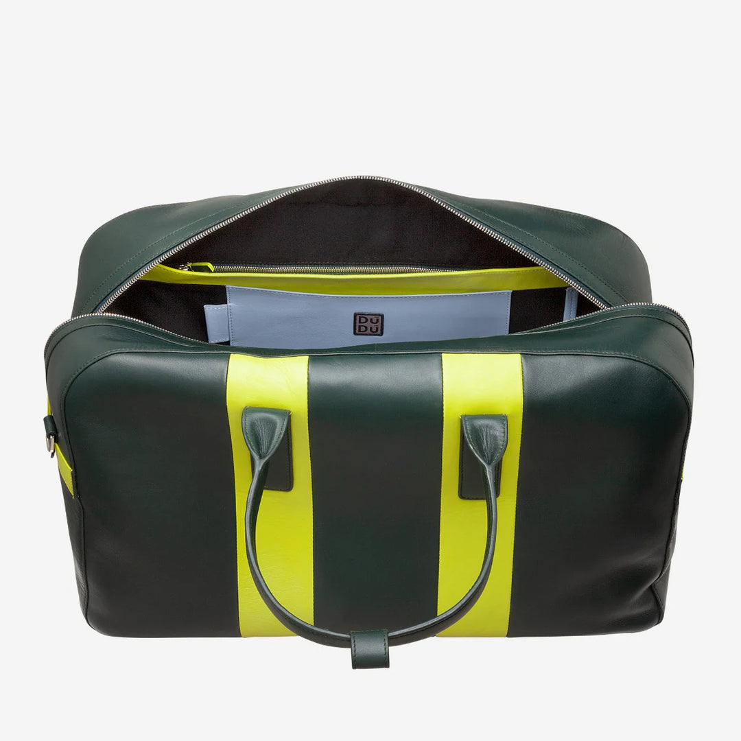 DUDU Sac à bandoulière de voyage en cuir, sac de sport de week-end pour hommes et femmes, grand 32 L, sac de voyage de week-end 49 cm