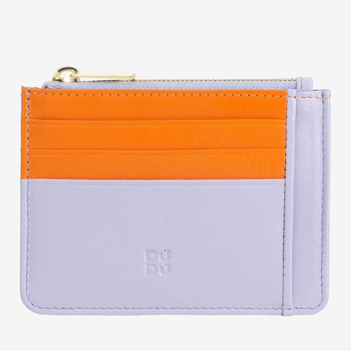 DUDU Bustina porta carte di credito in vera pelle colorata portafogli con zip