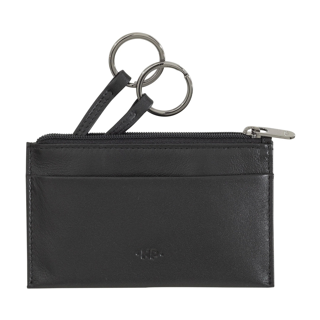 Nuvola Pelle Portachiavi e Portamonete in Vera Pelle Nappa Bustina Astuccio con Zip e 2 anelli per le chiavi
