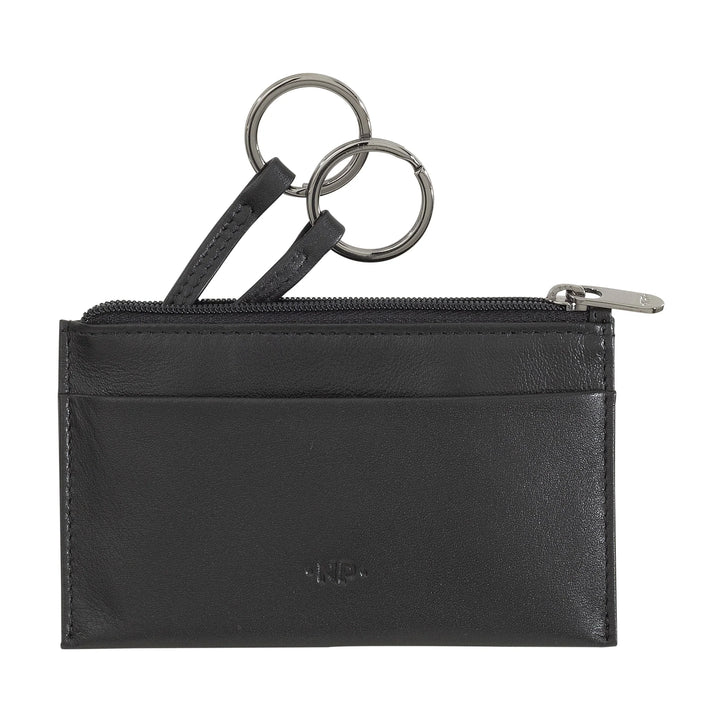 Nuvola Pelle Portachiavi e Portamonete in Vera Pelle Nappa Bustina Astuccio con Zip e 2 anelli per le chiavi