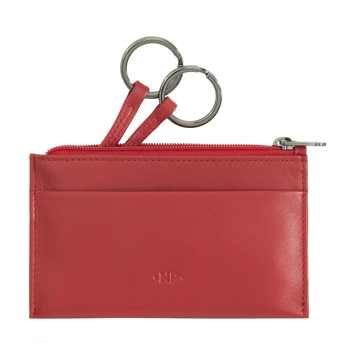 Nuvola Pelle Keychain and Coin Purse in Genuine Nappa Leather Pouch with Zip and 2 rings for keys