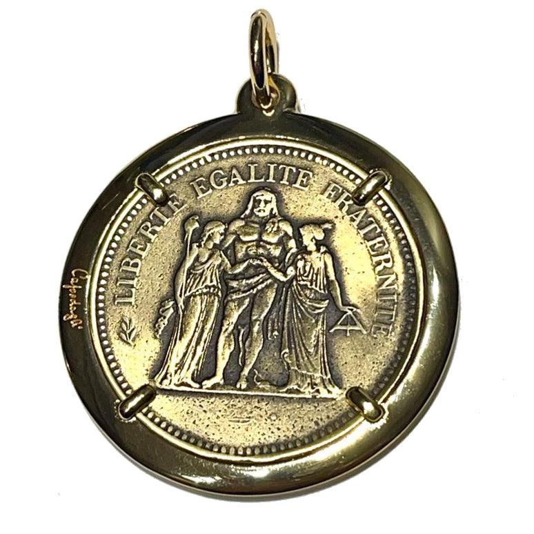 Capodagli charm ciondolo 50 Franchi bronzo finitura PVD oro giallo CPD-CIO-BRO-0002-G - Capodagli 1937