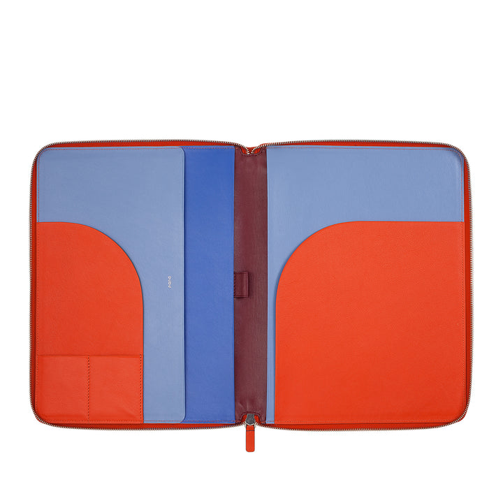 DUDU A4 Leather Document Folder Office Clipboard Multicolored iPad Tablet Folder with Zip