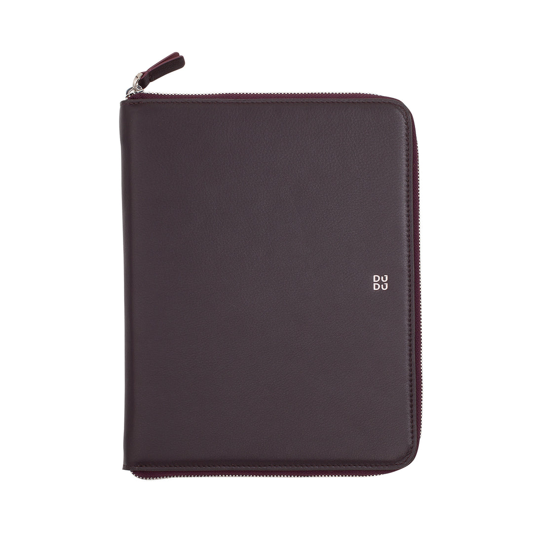 DUDU Genuine Leather A5 Document Folder for Men and Women, iPad Mini Tablet Holder, Clipboard, Organizer for A5 Notebooks