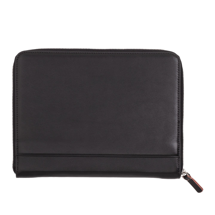 DUDU Cartella Portadocumenti A5 in Vera Pelle da Uomo Donna, Porta Tablet iPad Mini, Portablocchi, Organizer per Blocco Note Quaderno A5