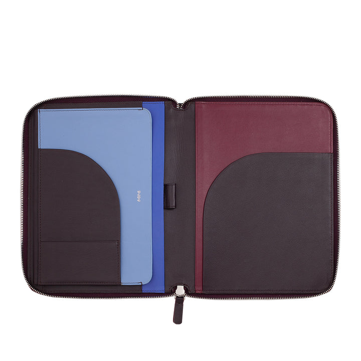 DUDU Genuine Leather A5 Document Folder for Men and Women, iPad Mini Tablet Holder, Clipboard, Organizer for A5 Notebooks