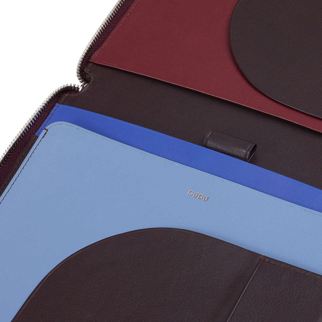 DUDU Genuine Leather A5 Document Folder for Men and Women, iPad Mini Tablet Holder, Clipboard, Organizer for A5 Notebooks