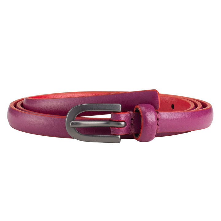 DUDU Cinturón fino para mujer en auténtica piel suave bicolor Made in Italy Elegante Casual con hebilla