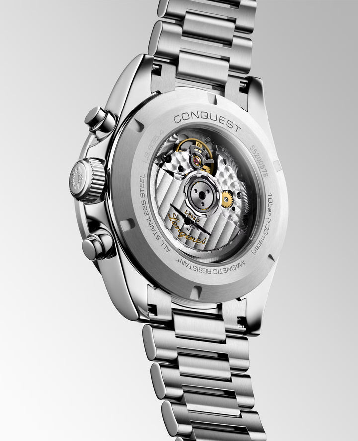 Reloj Longines Conquest Chronograph 42mm automático de acero negro L3.835.4.52.6