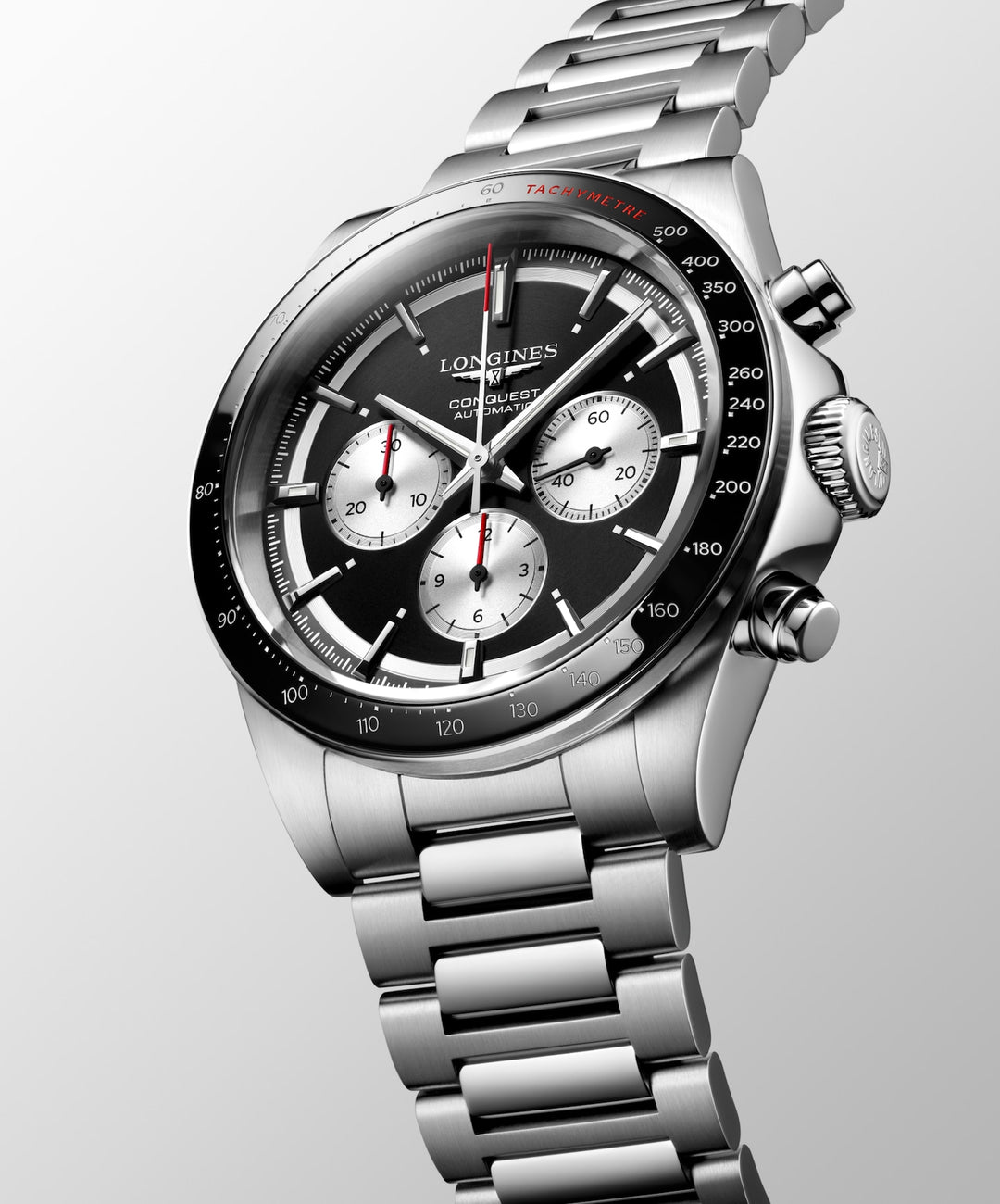 Reloj Longines Conquest Chronograph 42mm automático de acero negro L3.835.4.52.6