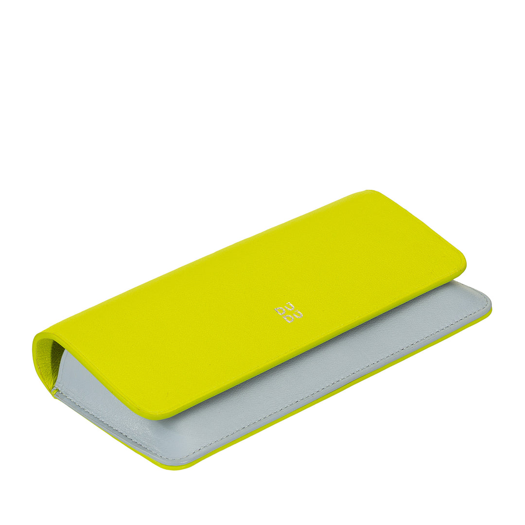 DUDU Eyeglasses and Sunglasses Case in Soft Genuine Leather with Magnetic Closure, Colorful Glasses Case