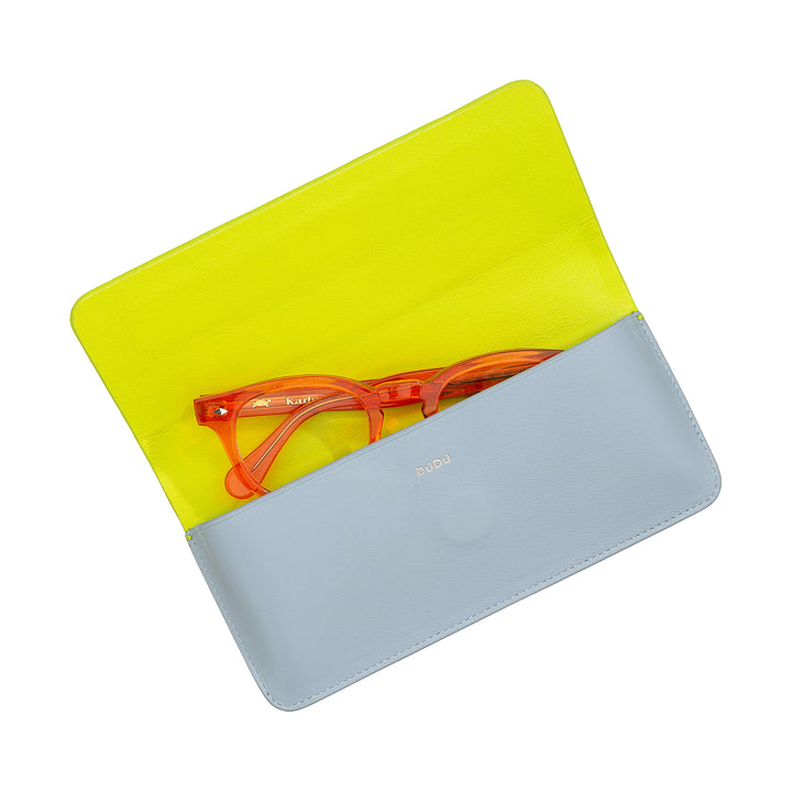 DUDU Eyeglasses and Sunglasses Case in Soft Genuine Leather with Magnetic Closure, Colorful Glasses Case