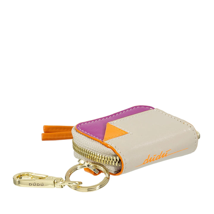 DUDU Custodia Porta AirPods in Pelle con Portachiavi - Mini Astuccio con Zip per Auricolari Wireless, Anello Portachiavi, Cover Elegante in Pelle per Donna
