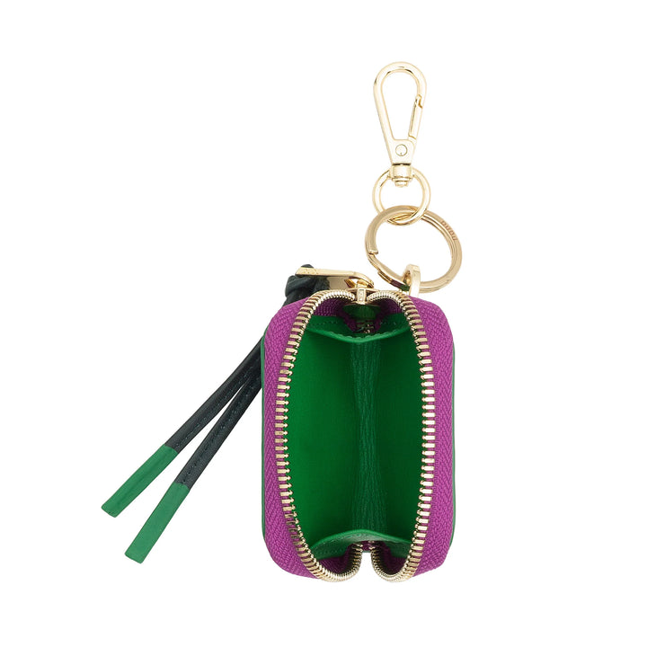 DUDU Custodia Porta AirPods in Pelle con Portachiavi - Mini Astuccio con Zip per Auricolari Wireless, Anello Portachiavi, Cover Elegante in Pelle per Donna