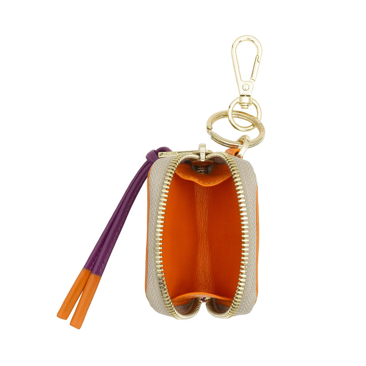 DUDU Custodia Porta AirPods in Pelle con Portachiavi - Mini Astuccio con Zip per Auricolari Wireless, Anello Portachiavi, Cover Elegante in Pelle per Donna