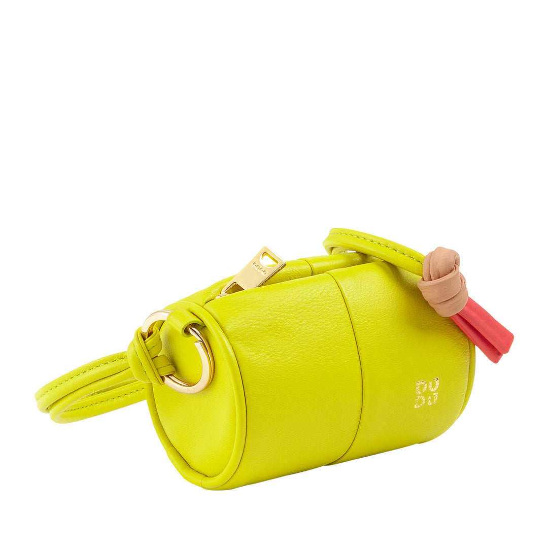 DUDU Apple AirPods Étui pour écouteurs en cuir véritable avec tour de cou, mini cylindre à fermeture éclair pour AirPods élégant, sûr et coloré