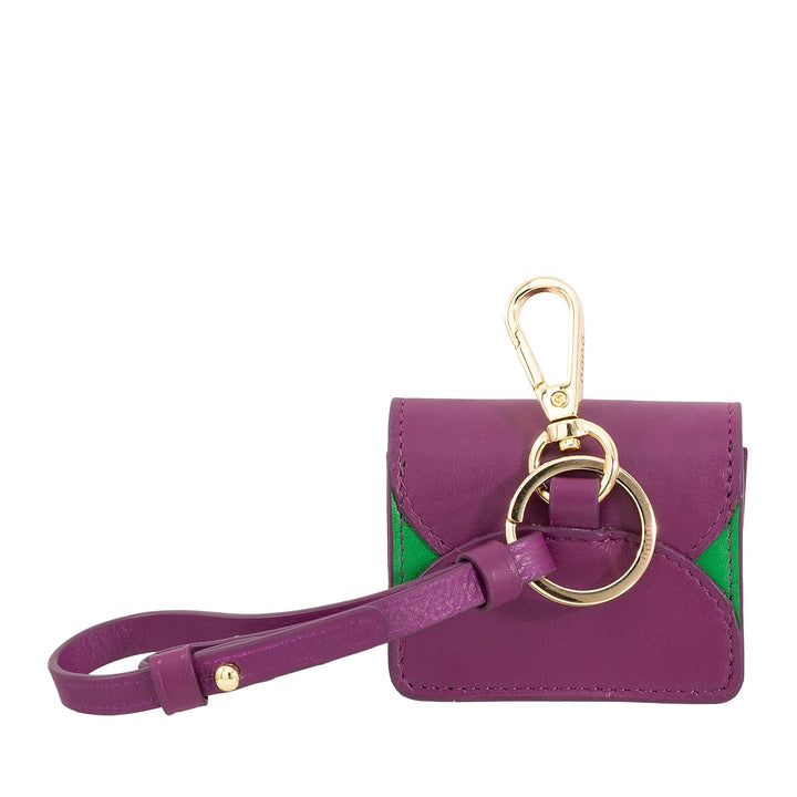 DUDU Étui pour écouteurs Air Pod en cuir véritable avec porte-clés - Mini housse avec mousqueton, élégant et compact