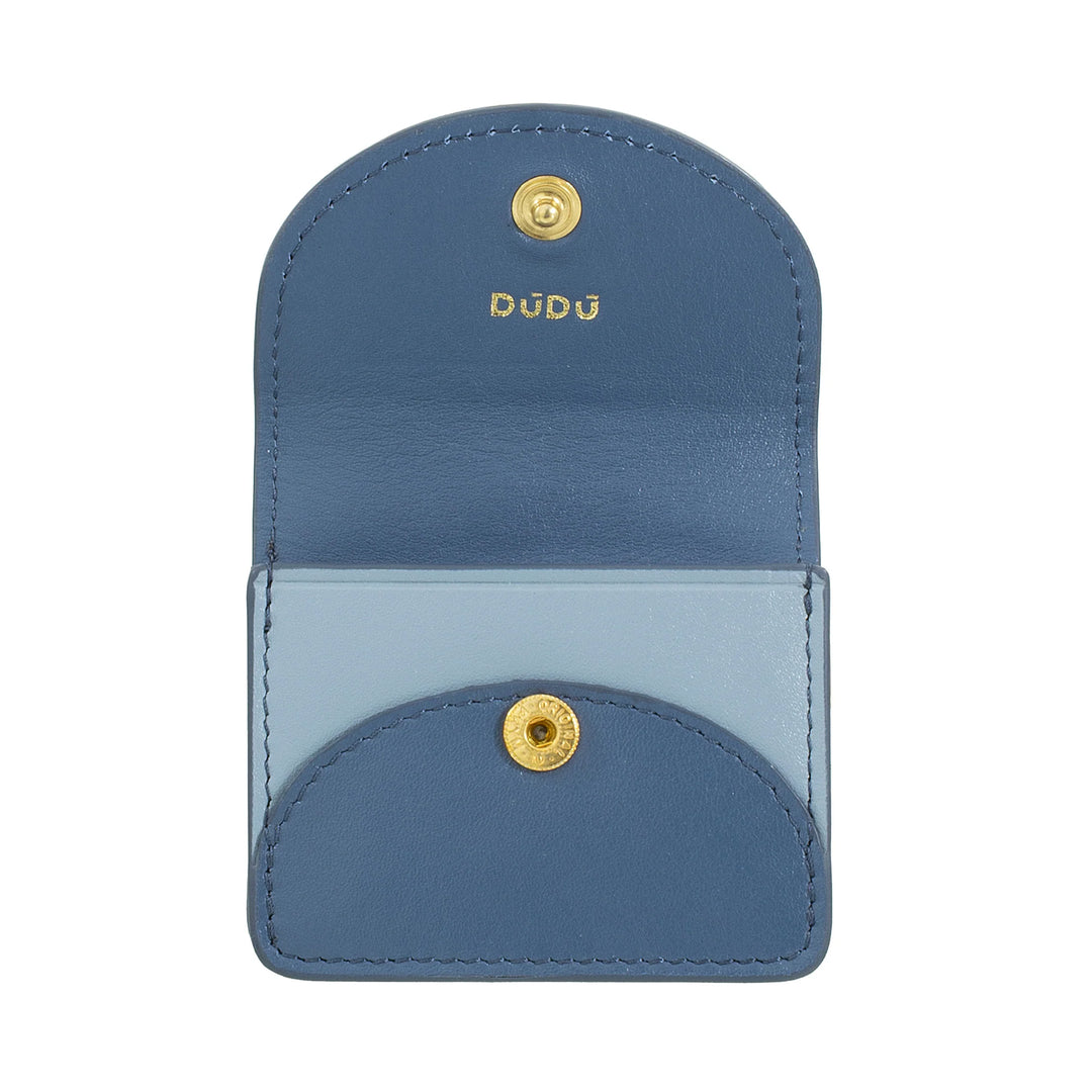 DUDU Funda para Auriculares Air Pod en Piel Auténtica con Llavero - Mini Funda con Mosquetón, Elegante y Compacta