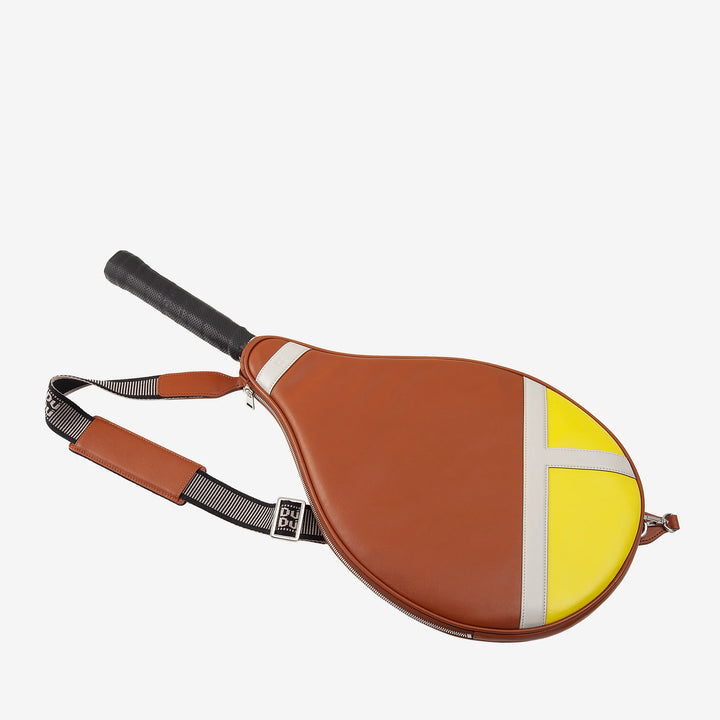 DUDU Custodia Racchetta Tennis in Vera Pelle, Cover Edizione Limitata, Fodero Imbottito con Cerniera, Tasca Laterale e Tracolla